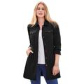 Plus Size Women's Long Denim Jacket by Jessica London in Black (Size 16 W) Tunic Length Jean Jacket