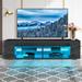 Wade Logan® Josephs 57" Media Console w/ Glass Shelf, LED TV Stand for TVs up to 65" Wood in Black | 13.7 H in | Wayfair