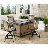 Bloomsbury Market Adraine Rectangular 4 - Person 36.73" Long Bar Height Outdoor Dining Set w/ Cushions Metal in Brown | 36.73 W x 68.54 D in | Wayfair