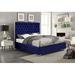 Everly Quinn Delle Tufted Platform Bed Upholstered/Velvet in Blue | 59 H x 85 W x 86 D in | Wayfair DEFCD5EC14F44E9394C7B4F8294E4E31