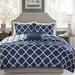 Andover Mills™ Thea 4 Piece Reversible Quilt Set w/ Throw Pillow Microfiber, in Blue/Navy | Full/Queen Coverlet + 3 Additional Pieces | Wayfair