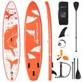 COSTWAY Inflatable Stand Up Paddle Board, 6" Thick SUP Board with Adjustable Aluminium Paddle, Hand Pump, Removable Fin, Leash and Backpack Bag for All Skill Levels (335x76x15cm, Shark)