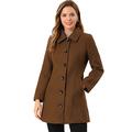 Allegra K Women's Christmas Costume Winter Single Breasted Faux Fur Collar Warm Coat Brown L