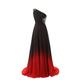 OwlFay Women Gradient Color One Shoulder Long Evening Dress Ruched Bust Chiffon Pleated Wedding Bridesmaid Cocktail Party Prom Maxi Dresses Sleeveless Floor Length A-line Ball Gown #A: Red US 12