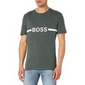 BOSS Mens T-Shirt RN Slim Fit Slim-fit T-Shirt in UPF 50+ Cotton with Logo Dark Green