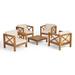 Brava Outdoor 4 Seater Acacia Wood Club Chair and Coffee Table Set by Christopher Knight Home