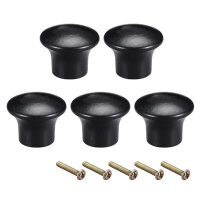 Cabinet Round Pull Knobs 22mm Dia Furniture Bedroom Kitchen Black 5pcs