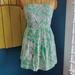 Lilly Pulitzer Dresses | Lilly Pulitzer Strapless Cotton Dress | Color: Green/White | Size: Xs