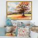 East Urban Home Lone Oak In The Fields w/ Autum Leaves - Picture Frame Print on Canvas Metal in Orange | 16 H x 32 W in | Wayfair
