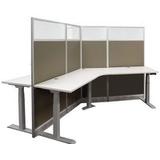 67"H Taupe Fabric Value Series 3-Person Height Adjustable Cubicle Workstation