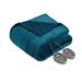 100% Polyester Solid Microlight to Berber Heated Blanket in Teal (King) - Olliix BR54-1939