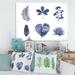 East Urban Home Set Of Plant Leaves - Picture Frame Print on Canvas Metal in Blue/Green/White | 24 H x 32 W x 1 D in | Wayfair