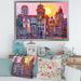 East Urban Home Street Scene In Old Town w/ Colorful Buildings - Picture Frame Print on Canvas Metal in Orange/Red | 16 H x 32 W x 1 D in | Wayfair