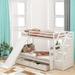 AOOLIVE Twin over Full Bunk Bed with Drawers,Storage and Slide,White