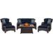 Hanover Outdoor Strathmere 6-Piece Lounge Set in Navy Blue with Fire Pit Table
