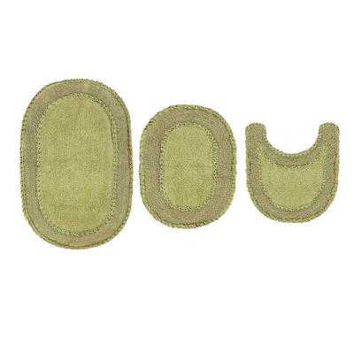 Double Ruffle 3 Piece Set Bath Rug Collection by Home Weavers Inc in Sage