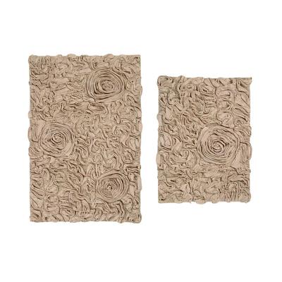 Bell Flower 2-Pc. Bath Rug Collection by Home Weavers Inc in Linen