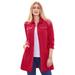 Plus Size Women's Long Denim Jacket by Jessica London in Classic Red (Size 28 W) Tunic Length Jean Jacket