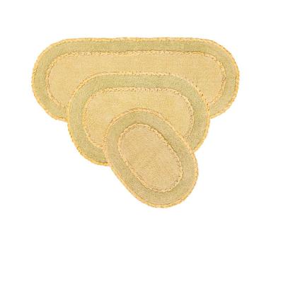 Double Ruffle 3 Piece Set Bath Rug Collection by Home Weavers Inc in Butter