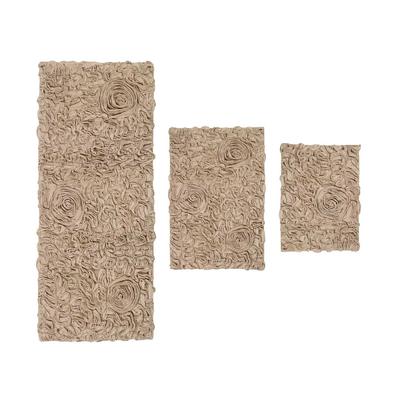Bell Flower 3 Piece Bath Rug Collection by Home Weavers Inc in Linen