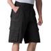 Men's Big & Tall Boulder Creek® 12" Side-Elastic Stacked Cargo Pocket Shorts by Boulder Creek in Black (Size 42)