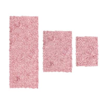 Bell Flower 3 Piece Bath Rug Collection by Home Weavers Inc in Pink