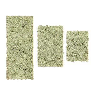 Bell Flower 3 Piece Bath Rug Collection by Home Weavers Inc in Green