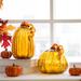 Glitzhome S/2 or S/3 Handblown Glass Pumpkins Thanksgiving Table Centerpiece for Fall Harvest Gift Decor