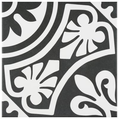 Merola Tile Majestic Tiena Black 9-3/4" x 9-3/4" Porcelain Floor and Wall Tile