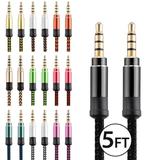3 Pack 3.5mm Auxiliary Braided Cord 5FT Male Male Stereo Audio For Android Samsung Galaxy S9 Apple iPhone X iPad iPod Tablet PC Computer Laptop Speaker Home Car System Handheld Game Headset Universal