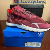 Adidas Shoes | Adidas Mens Burgundy Jogger Sneaker Shoes Size 12 | Color: Gray/Purple | Size: 12