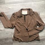 Anthropologie Jackets & Coats | Anthropologie Striped Ruffle Blazer Xs | Color: Black/Brown | Size: Xs