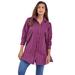 Plus Size Women's Kate Tunic Big Shirt by Roaman's in Purple Multi Stripe (Size 24 W) Button Down Tunic Shirt