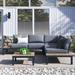 Ebern Designs 4 Piece Sectional Seating Group w/ Cushions Wood/Metal in Brown | 24.75 H x 65.35 W x 32.75 D in | Outdoor Furniture | Wayfair