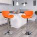 Orren Ellis Guajardo Contemporary Vinyl Adjustable Barstool w/ Curved Back & Chrome Base Upholstered/Metal in Orange | 19.25 W x 19 D in | Wayfair