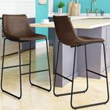 Steelside™ Triston Bar & Counter Stool Upholstered/Leather/Metal in Brown | 39 H x 19 W x 19 D in | Wayfair FFCDCA4B5E4546FC99B9F5A3DC74EDF2