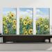 Rosalind Wheeler Sunflower Fields Forever - 3 Piece Wrapped Canvas Painting Set Canvas in White | 24 H x 36 W x 0.75 D in | Wayfair