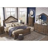 Signature Design by Ashley Charmond Tufted Low Profile Sleigh Bed Wood & /Upholstered/Polyester in Brown | 73 H x 82 W x 84 D in | Wayfair B803B4