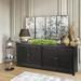 Wildon Home® Tira 72 Inch Black Distressed Wood Sideboard Buffet Carved 3 Doors Server Cabinet Wood in Black/Brown | 38 H x 72 W x 18 D in | Wayfair