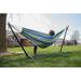 Arlmont & Co. Julio Double Camping Hammock w/ Stand Polyester/Cotton in Gray/Green | 43 H x 47 W x 106 D in | Wayfair