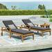 Birch Lane™ Saeon 78.75" Long Reclining Acacia Single Chaise w/ Cushions Wood/Solid Wood in Brown/White | 20 H x 28.5 W x 78.75 D in | Outdoor Furniture | Wayfair