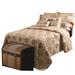 Elbe 4 Piece Twin Quilt Set with Medallion and Floral Pattern, Beige and Brown