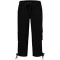 MoFiz Ladies Cropped Trousers Women Casual Pants Work Office Crop Capri Pants 3/4 Length Shorts Trousers Multi-Pockets Black Size M