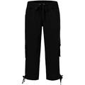 MoFiz Ladies Cropped Trousers Women Casual Pants Work Office Crop Capri Pants 3/4 Length Shorts Trousers Multi-Pockets Black Size L