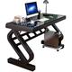 YUESFZ Computer Workstations Computer Desk With Shelves Home Desktop Work Desk, Tempered Glass Writing Table, Simple Bedroom Pc Desk Gaming, (Color : Black, Size : 100 * 60 * 75cm)