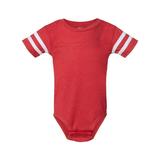 (Price/each)Rabbit Skins 4437 Infant Football Bodysuit-Vn Red/Bd White-6M