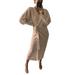 Atralife Ladies Dress Women V-Neck Knitted Solid Color Sweater Dress Sexy Casual Dress