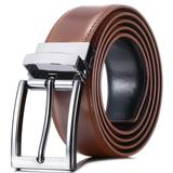 Marino Reversible Leather Belt For Men - Classic Dress Belt 1.25" Wide - With Removable Rotating Buckle