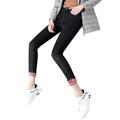Women's Skinny High Waist Jeans Winter Fleece Lined Warmth Solid Color Pencil Pants with Pockets