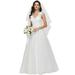 Ever-Pretty Womens Wedding Dress for Bride Applique Mesh Long Evening Gown 00228 Cream US16